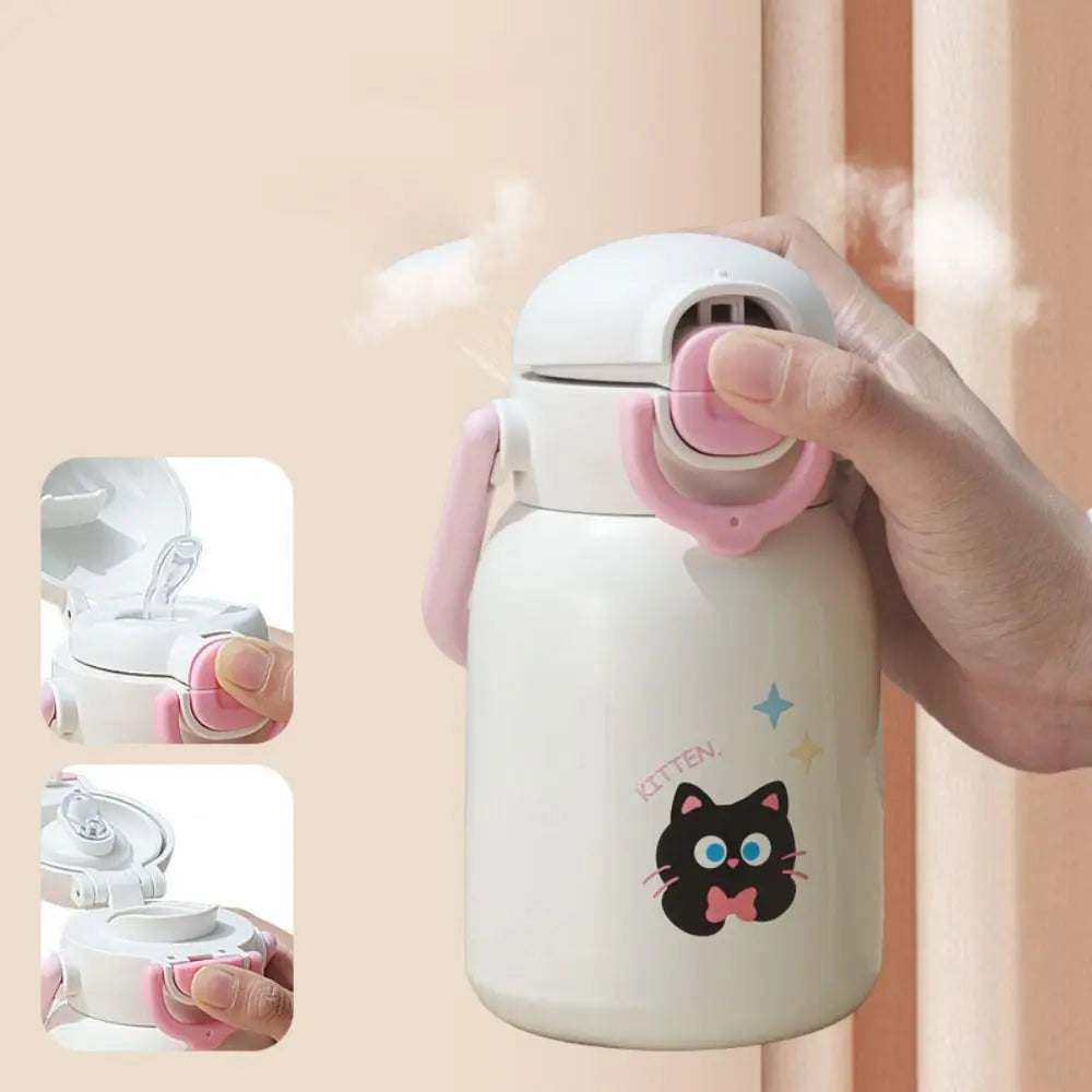 Stainless Steel Travel Thermal Cup Keeps Cold and Heat 500ML Dual Drink Vacuum Flask Portable Drinking Kettle Coffee Thermos Mug