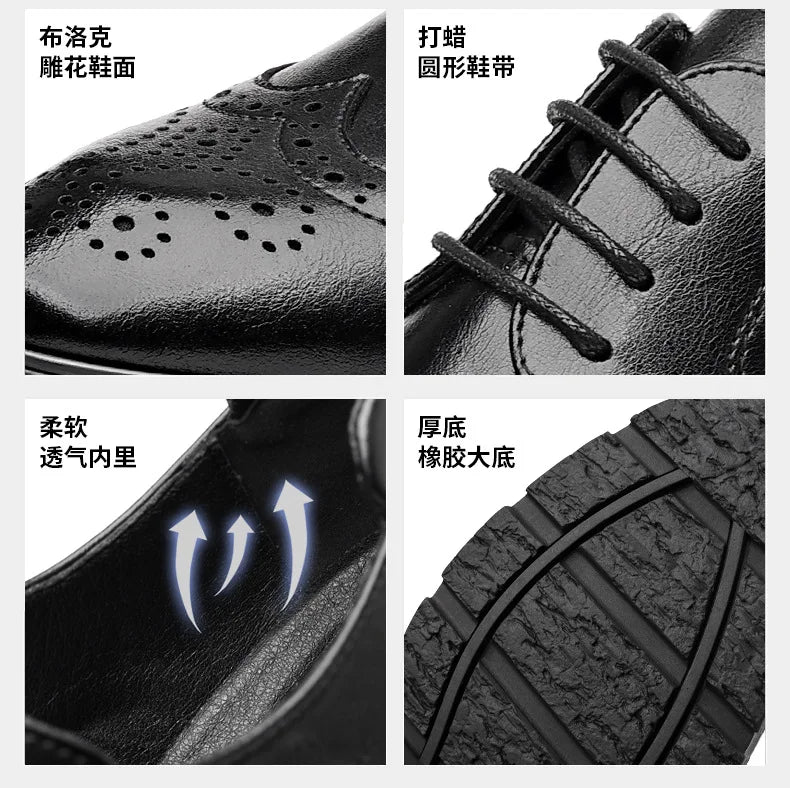 5 8 10cm Heel Leather Shoes for Men Spring Autumn Designer Fashion Casual Platform Shoes Man Increase Black Wedding Shoes Man