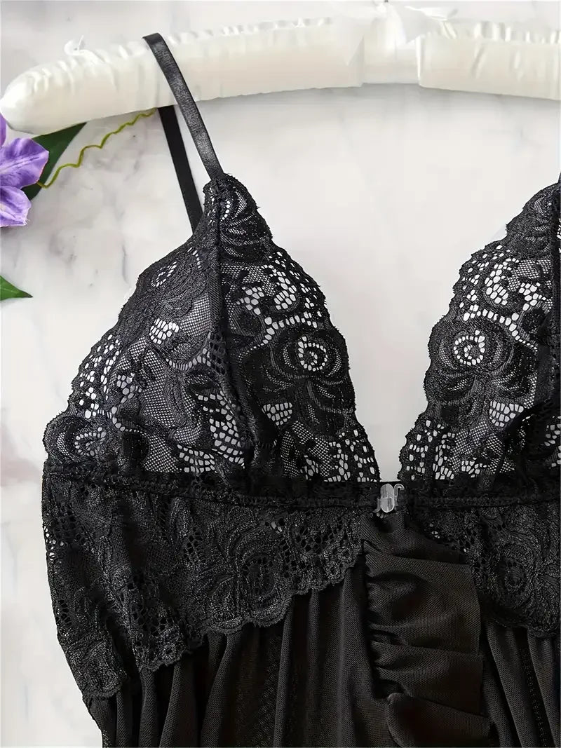 Red Sexy Lingerie Erotic Underwear Sets Transparent Porno Lace Bra And Panty Set Lingerie women Hot Sleepwear Babydoll Dress