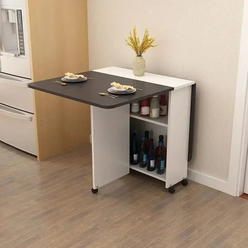 Folding Dining Table for Home Use, Small Apartment, Simple Multi-Functional Mobile Rectangular Dining Table