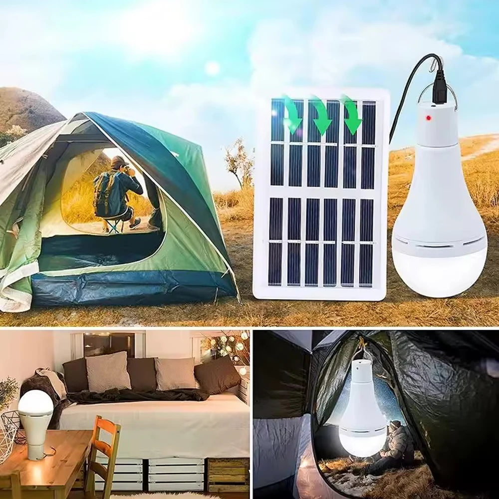 Solar Light USB Charged Hanging Emergency Sunlight 7W/9W/12W Powered Lamp Outdoor Indoor House Solar Bulb Light Solar Panels