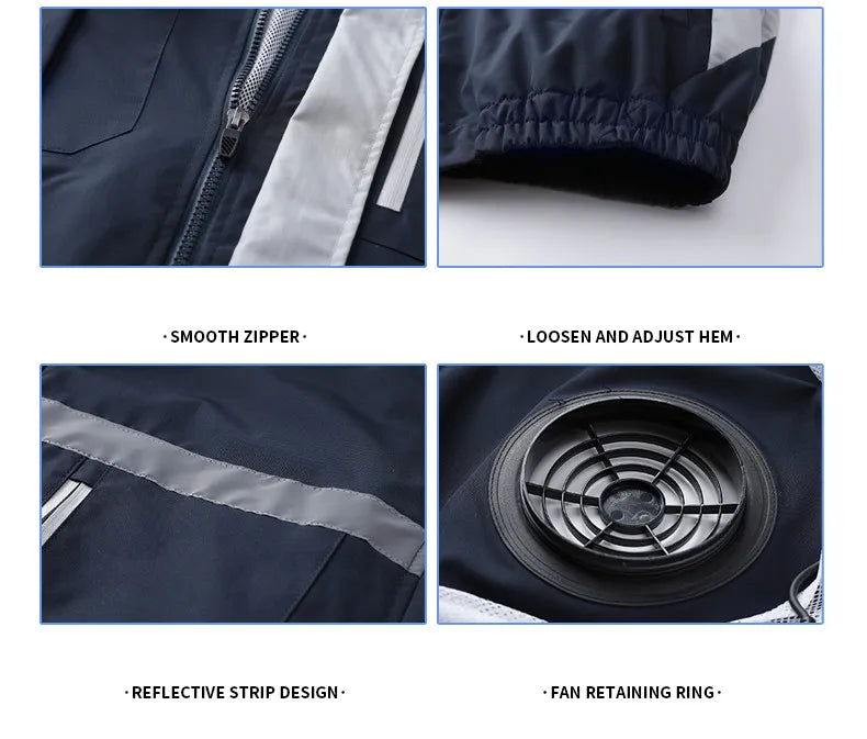 New Loose Cooling Work Clothes For Both Men And Women Summer Sun Protection Jacket Air Conditioning Suit With Two Fans Clothing
