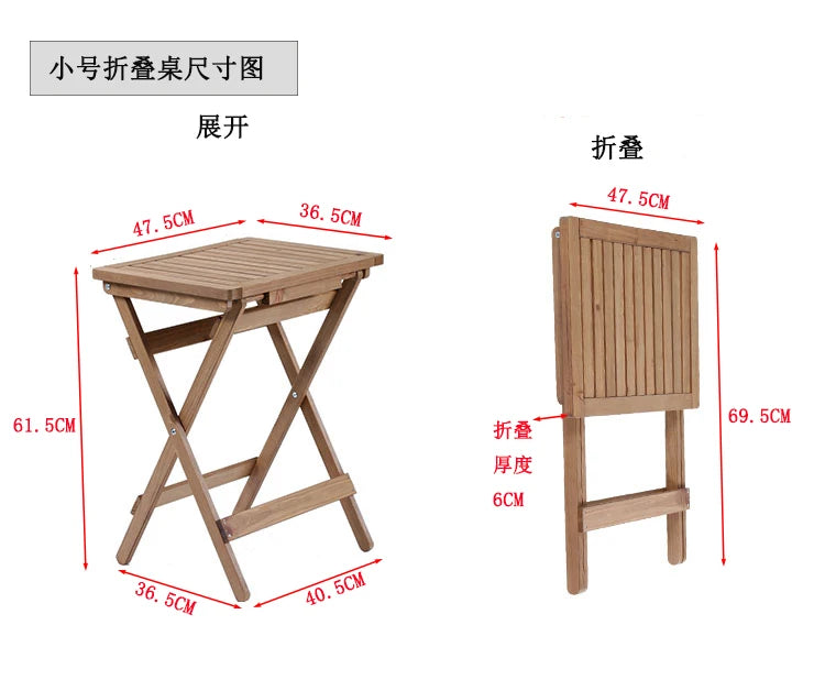 Solid Wood Folding Tea Table Minimalist Design for Home Or Outdoor Use with Smooth Rounded Corners And Premium Hardware