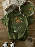 Summer Beautiful Flowers Prints T-Shirts Womens Cotton Oversized T Shirts Basic O-Neck Short Sleeve Tops Casual Woman Clothes