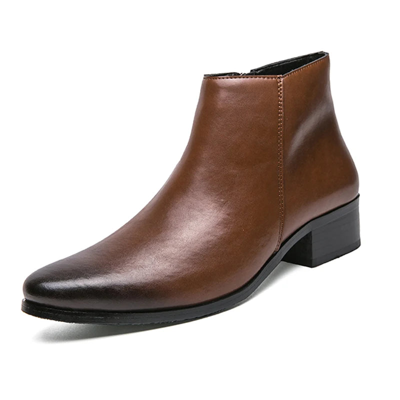 Men's Shoes Chelsea Boots Causal Business Retro Ankle Boots Man Walking Shoes Pu Leather Shoes Waterproof Classic Loafers Men
