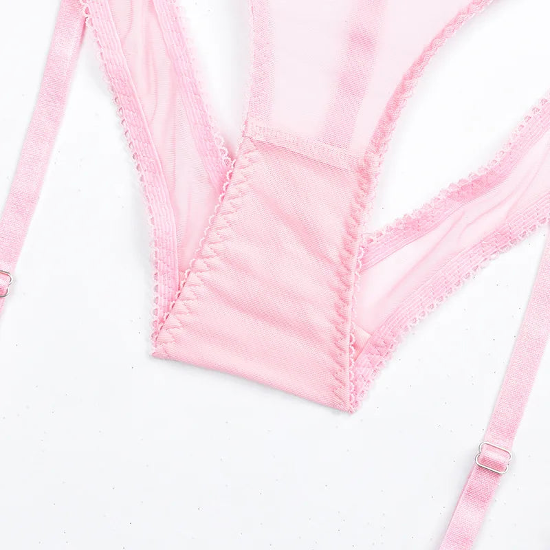Bra Set Breast revealing deep V-shaped binding strap tassel hollow out sexy lingerie sexy set diamond girl bra and panties sets