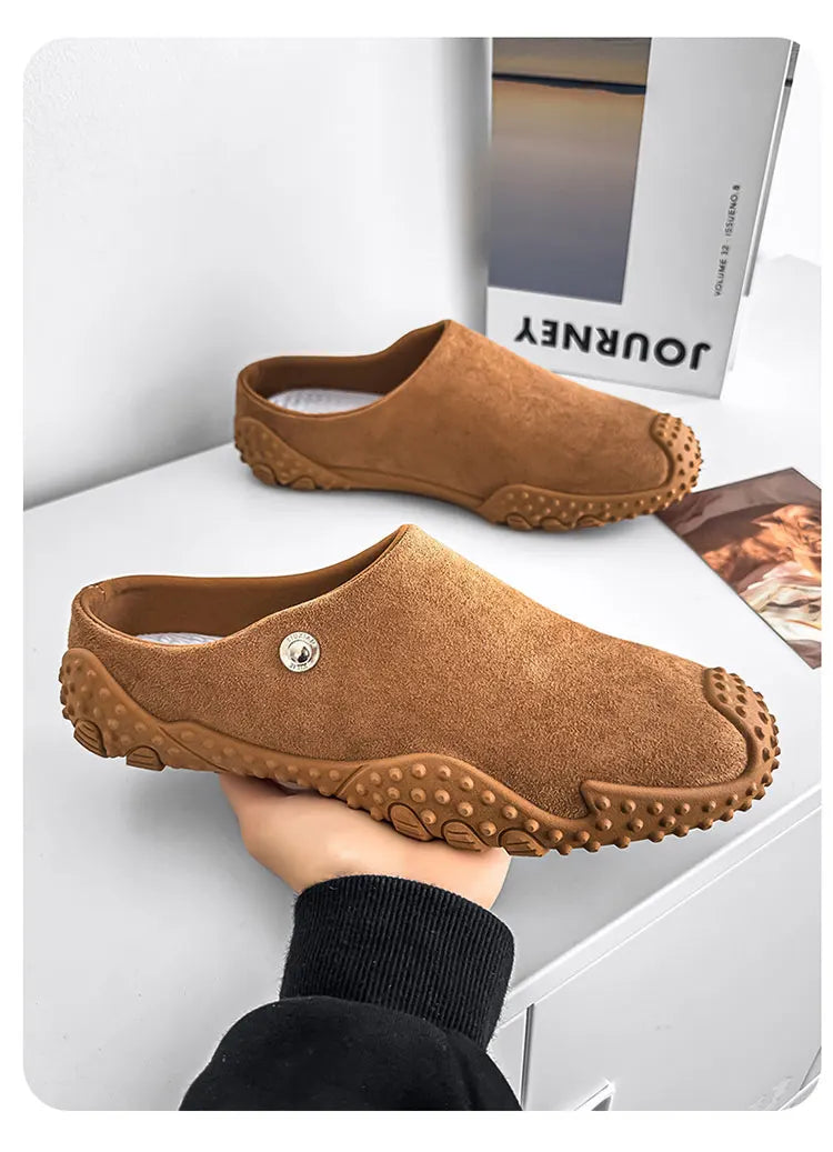 Fashion Slippers for Men Closed-toe Suede Slip Ons Shoes 2026 New Design Mens Casual Flats Loafers Comfortable Walking Shoes