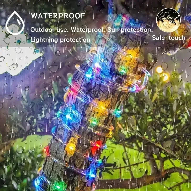 Solar Powered LED String Lights 8 Modes Outdoor Fairy Lights Garden Decoration Camping Tree Flower Garland Wedding Lighting Lamp