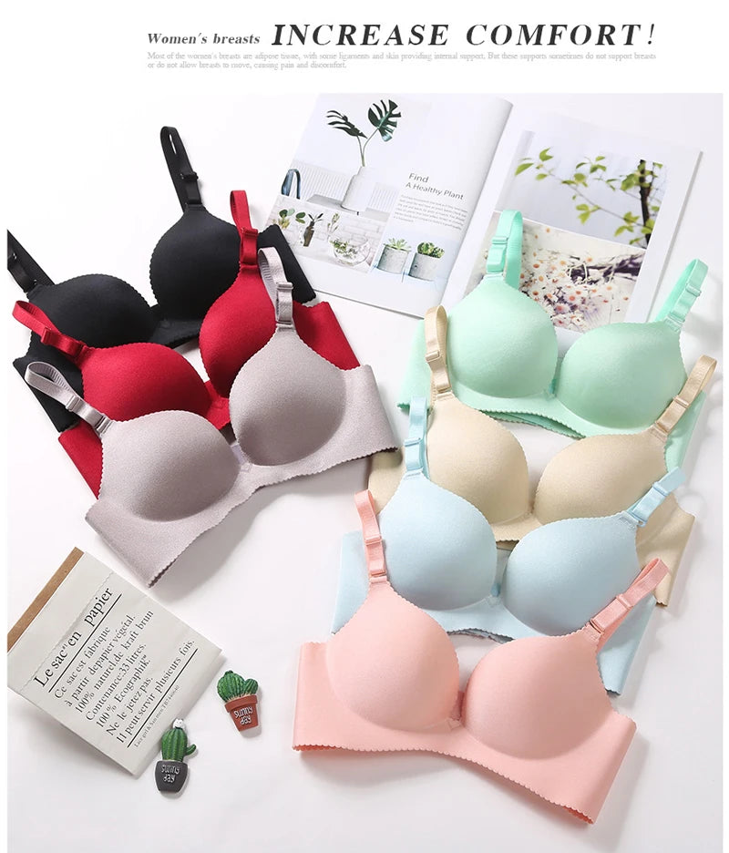 Seamless Bra Set For Women Underwear Push Up Lingerie Set Wire Free Bra & Panties Set 3/4 Cup Adjustable Brassiere & Briefs Set