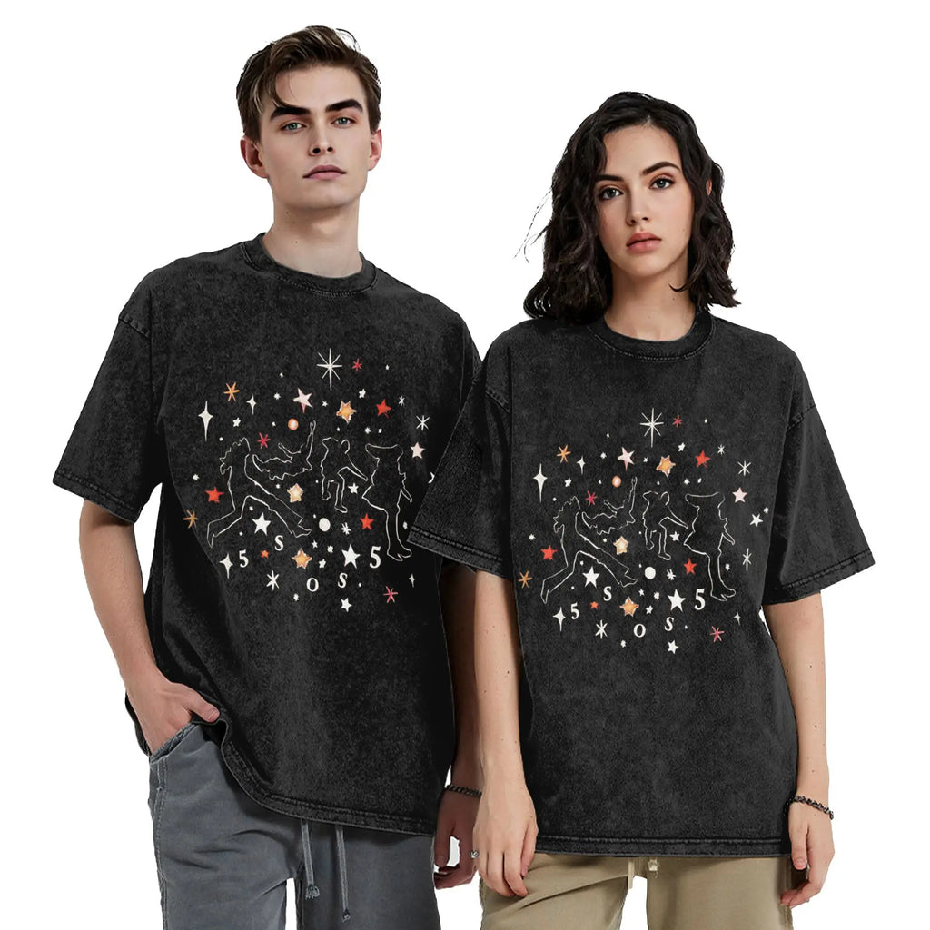 5 Seconds of Summer 5SOS T-Shirts for Men  Novelty Cotton Tees Round Neck Short Sleeve T Shirt Gift Idea Clothes