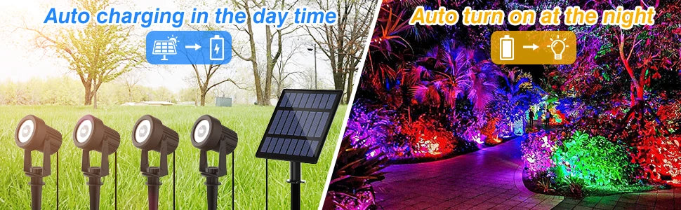 1/2/4 Lights RGB Solar LED Light Outdoor Solar Spotlight Solar Garden Light Outdoor IP65 Lawn Lamp Festival Decorative Lights
