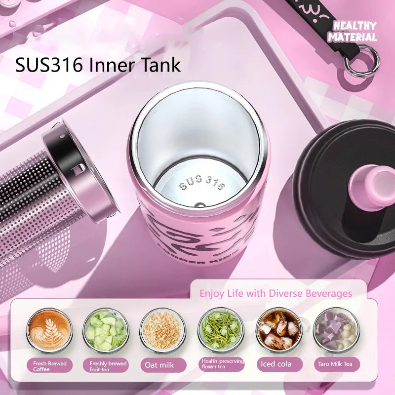 COOKER KinG Thermos Water Bottles Stainless Steel Thermal Straw Cup Tumbler Keep Cold and Hot Travel Mug Home Office Drinkware