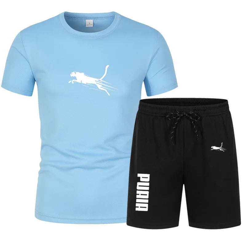 2026 Summer Sports Set Men's 2-piece Set Men's Leisure Sports Set Running, Training and Exercise