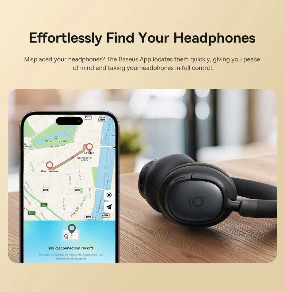 Baseus Bowie MH1 Bluetooth Headphones 48dB Noise Cancellation Hi-res LDAC Over Ear Headset Audio Wireless Earphone Earbuds