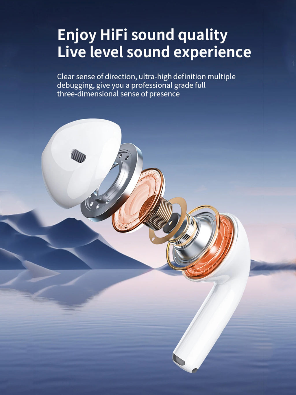 Wireless Bluetooth Earbuds with Digital Display and Touch Controls, Long Battery Life, Compatible with All Smartphones
