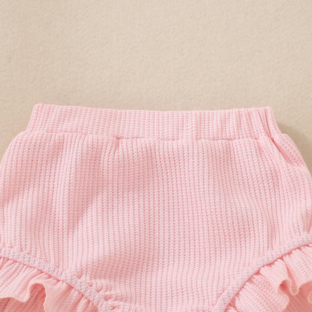Summer baby girl summer dress pink ruffle halter with diaper pants and pink headgear three-piece set