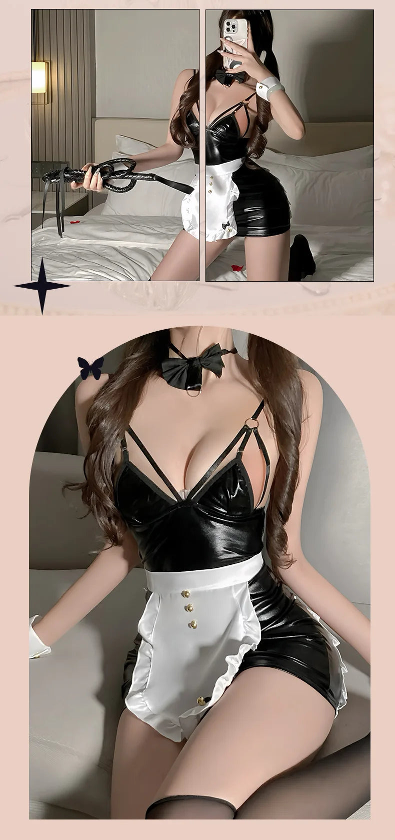 Lingerie Anime COS Rabbit Girl Role Play Kitchen Girl Pure Desire Servant Patent Leather Uniform sexy tоy lion costume for women