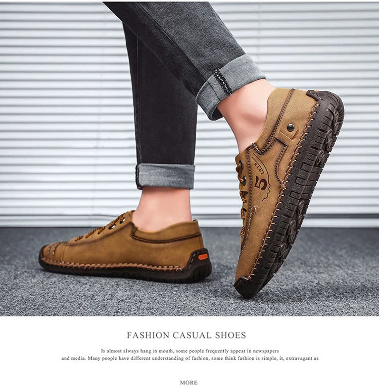 Shoes for Men Leather Casual Shoes Fashion Soft Homme Outdoor Comfortable High Quality Classic Ankle Non-slip Flats
