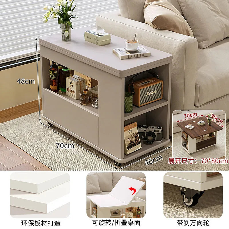 Folding Coffee Tables Multifunctional With Wheels Living Room Storage Side Tables Lounge Center Dining Table Hotel Furniture