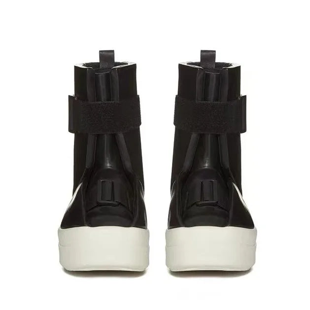 25ss Men Chelsea Boots Platform High Top Man Sneakers Gothic Heels Leather Luxury Vintage Trendy Designer Shoes Black