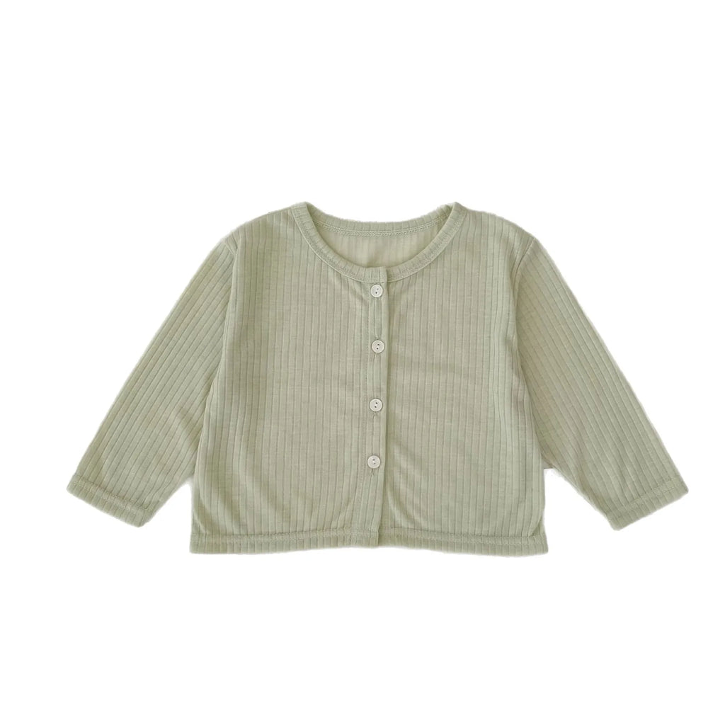 Summer Baby Girl Sunscreen Shirt Solid Color Simple Round Neck Air Conditioning Cardigan Lightweight Breathable Girl's Coat
