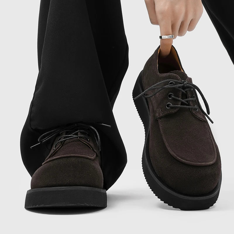 Men's Derby Shoes Fashion autumn and winter styles Office or leisure party 38-46 Hot selling young shoesThick bottom trend