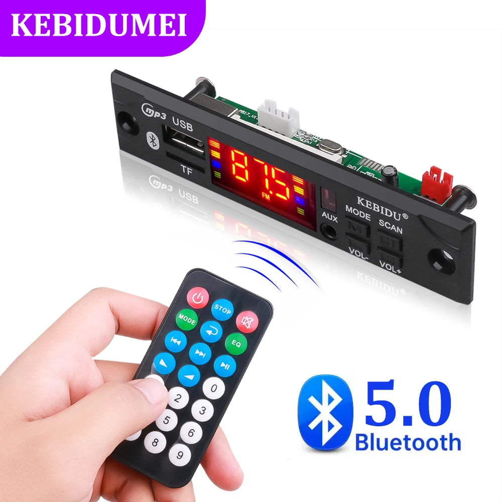 Bluetooth 5.0 MP3 WAV WMA Decoder Board Wireless MP3 Player Color Screen with FM Radio Module Remote Control for Car     Speaker