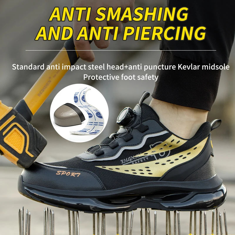 Steel Toe Safety Shoes Anti-smash Anti-Puncture Work Boots Men Slip Resistant Breathable Outdoor Work Indestructible Shoes