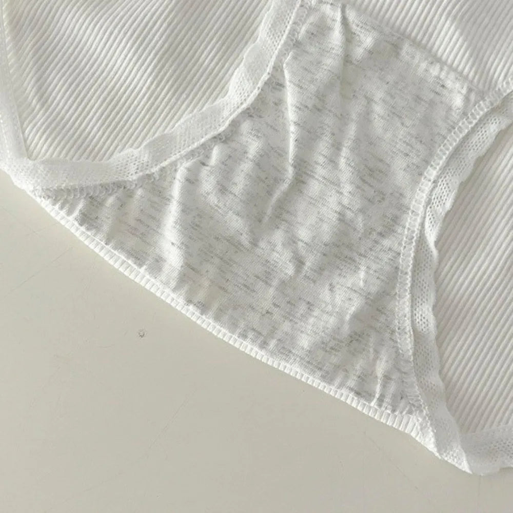Lingerie Mid-waist Underwear for Women Ruffle Stripe Sweet Cotton Panties Underpants Dots Bow Briefs Girl