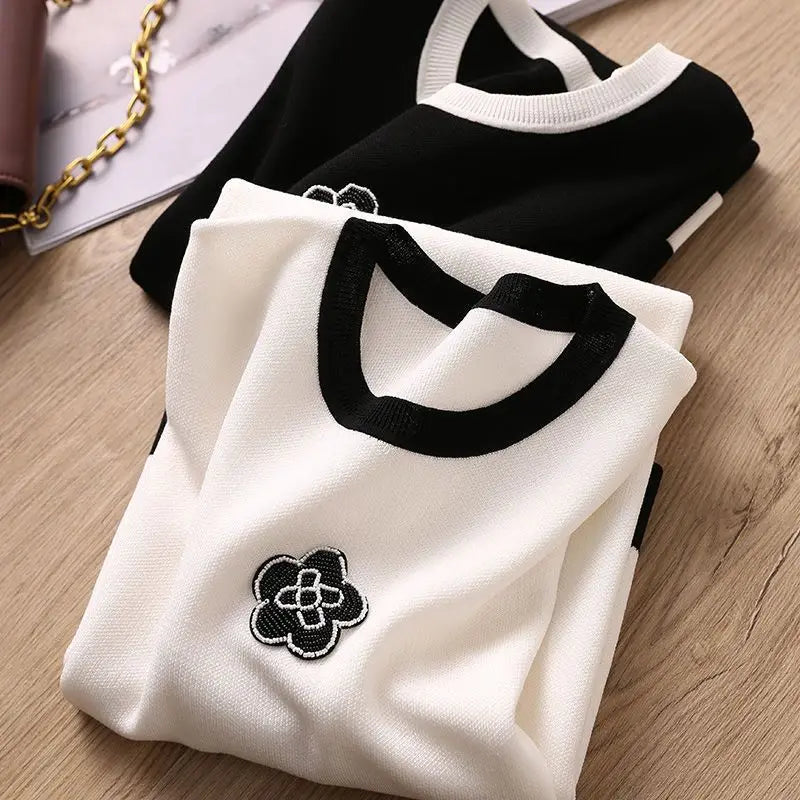 Summer Dresses Ladies 2023 Luxury Designer Rose Embroidery Split T shirt Long Ice Silk Straight Maternity Dress Women's Clothing