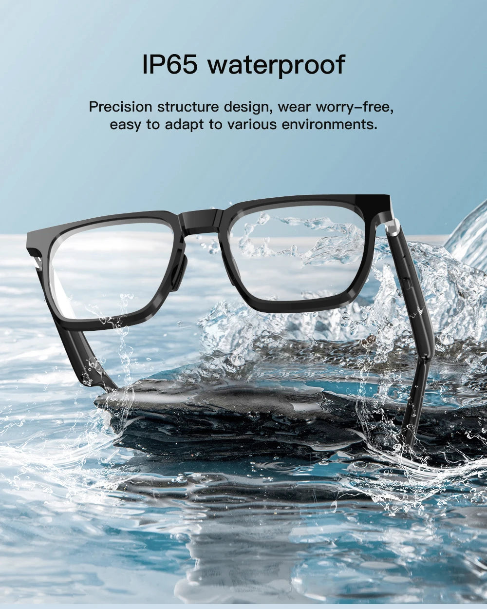 Wireless Bluetooth Headphones  Bluetooth Calling Smart Glasses Music Playback Anti-blue light glasse Waterproof Business glasses