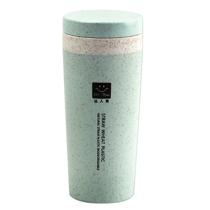 Portable 300ml Thermos Bottle Healthy Plastic Wheat Fiber Cup Double Layer Thermal Mug Office Coffee Tea Water Bottle Travel Mug