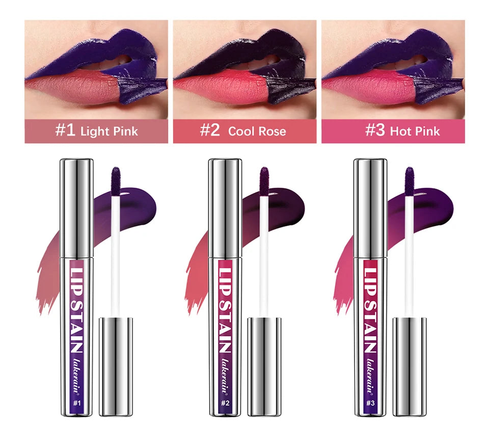 Peel Off Lip Stain Gloss 3 Colors Long Lasting Waterproof Non-stick Cup Lip Glosses Transfer Proof Natural Pink Lip Stain Makeup