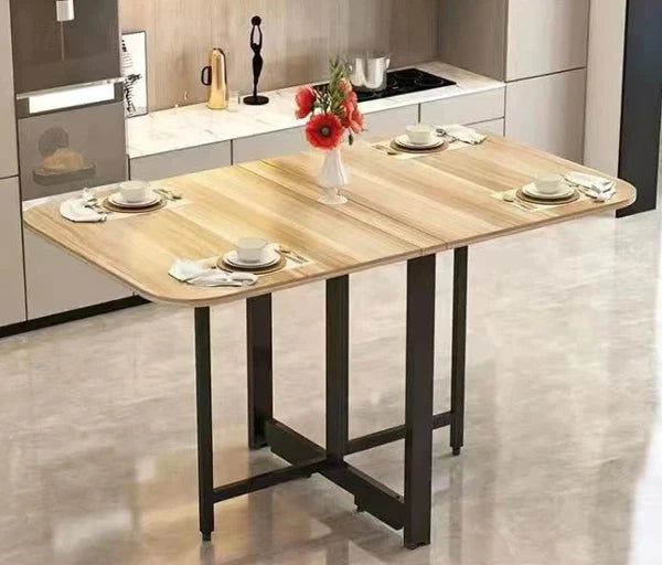 Foldable Rectangular Dining Table 100/120/140 Cm for Small Space Home And Restaurant Furniture Compact Meal Folding Table