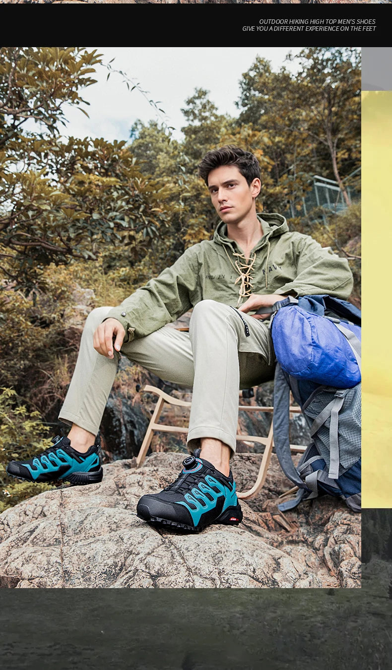 Men's Hiking Shoes Suede Leather Outdoor Shoes Wear-resistant Men Trekking Walking Hunting Tactical Sneakers