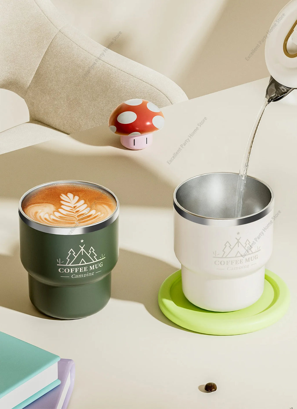 400ML Stainless Steel Thermal Cup Office Coffee Mug Double Layer Insulated Water Cup Portable Keeps Cold and Heat Thermal Mug