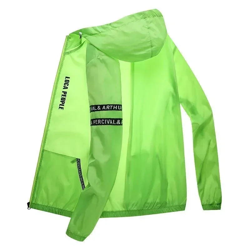 Summer  Sun-Protective Thin Jacket Men tactic Hiking Fishing Cycling Hooded Gym Sport Windbreaker Ultra Light Coats jogging