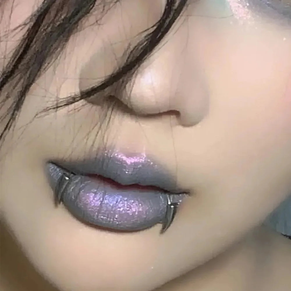 Stainless Steel Personalised Sharp Teeth Fake Piercing Lip Ring Punk Exaggerated Jewelry for Women Gothic Face Jewelry Decor