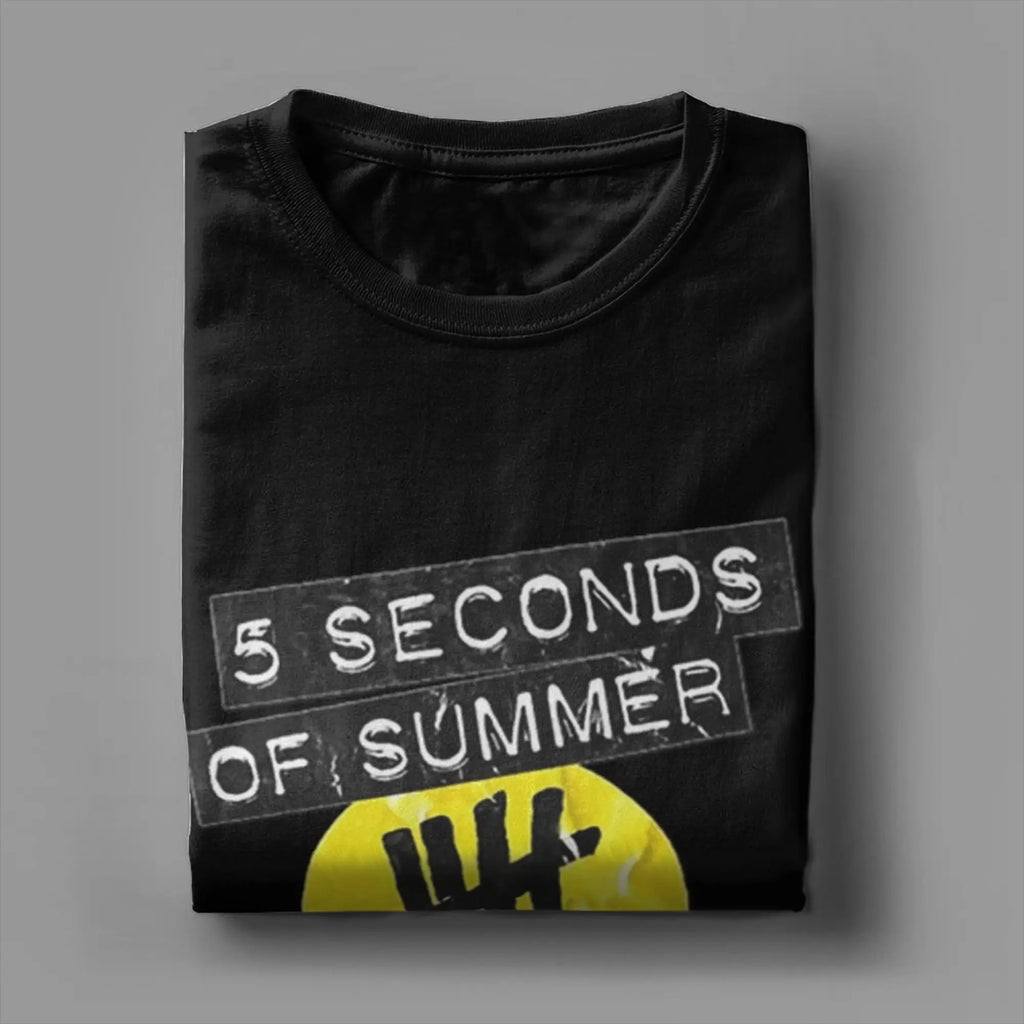 5 Seconds of Summer 5SOS Men's T Shirts  Fashion Tees Short Sleeve Crewneck T-Shirt Pure Cotton Gift Tops