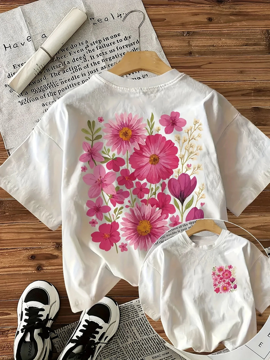 Summer Beautiful Flowers Prints T-Shirts Womens Cotton Oversized T Shirts Basic O-Neck Short Sleeve Tops Casual Woman Clothes