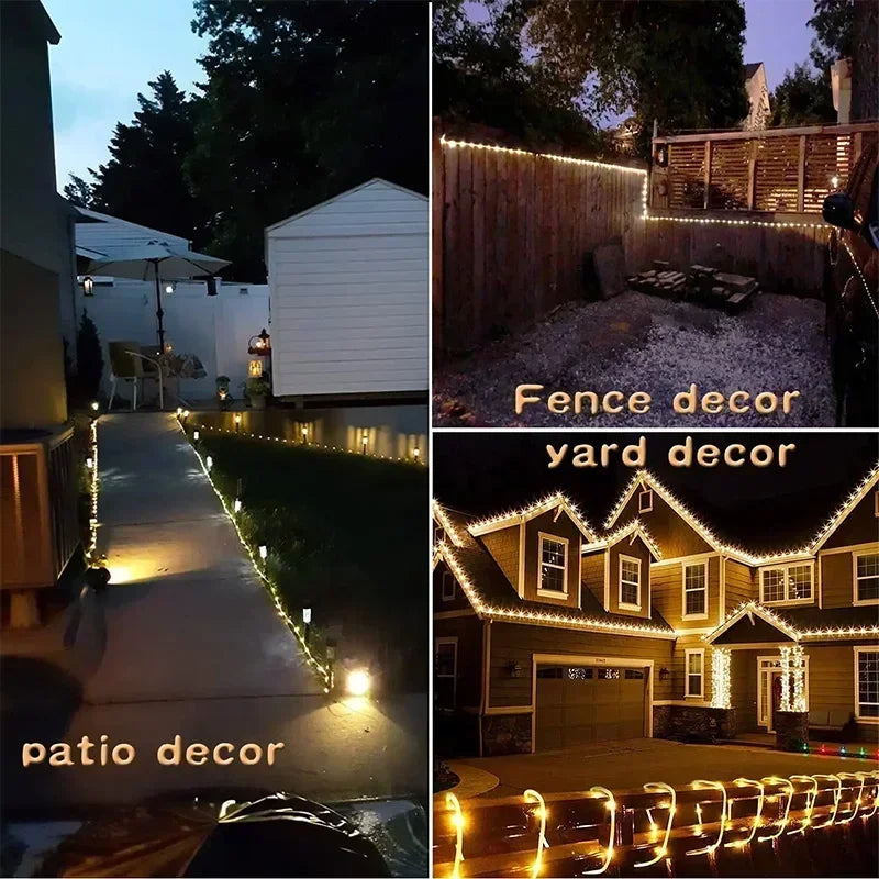 Solar Powered LED String Lights 8 Modes Outdoor Fairy Lights Garden Decoration Camping Tree Flower Garland Wedding Lighting Lamp