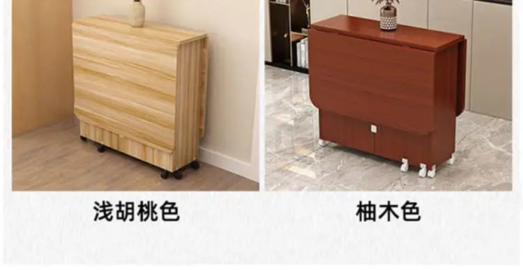 Folding Dining Table for Home Use, Small Apartment, Simple Multi-Functional Mobile Rectangular Dining Table