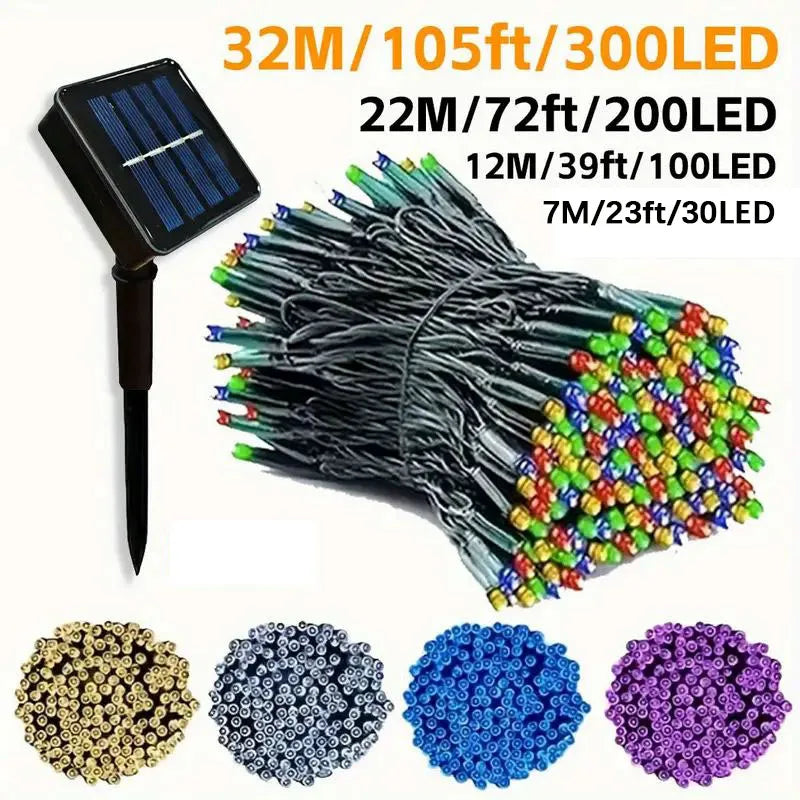 LED Solar String Lights Fairy Lights 8 Lighting Modes Waterproof Suitable for Outdoor Gardens Weddings Parties Dances