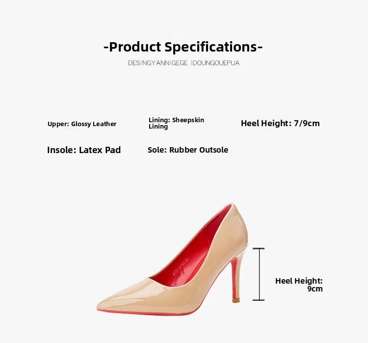 Sexy Nude High Heels Red Sole Women's Shoes Fashionable Thin Heel Single Shoes for Women Super Fibre Leather Inner Material