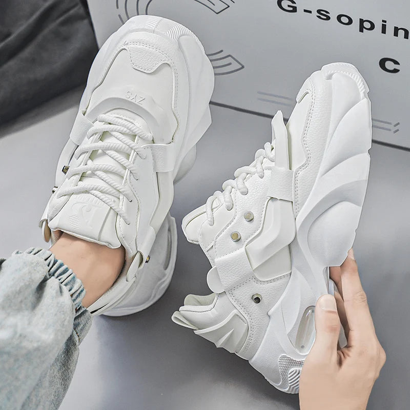 Men's leisure sports shoes with thick soles and low upper lacing style wear-resistant soles are comfortable and non-skid suitabl