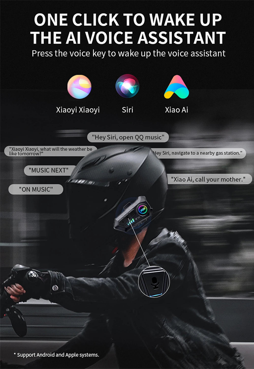 Bluetooth 5.3 Helmet Headset Wireless Hands-free Call Phone Kit Motorcycle Waterproof Earphone MP3 Music Player Speaker for Moto