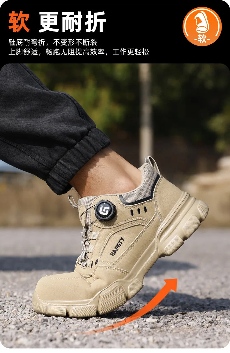 Men Shoes Safety Work Shoes Anti-smash Anti-puncture Safety Steel Toe Shoes High-cut Waterproof Anti-slip Light Soft Ankle Boots