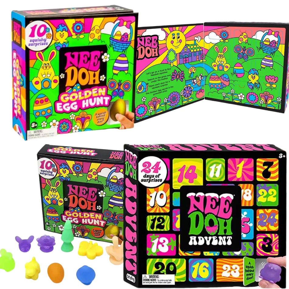 2026 New Needoh Golden Egg Treasure Hunt Blind Box Toy With Squishy Surprise Stress Relief Squeeze Kids' Easter Party Toy