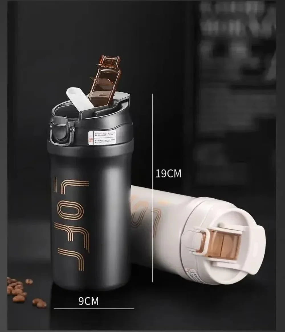 600ml/21OZ Thermal Coffee Mug with Straw Double Wall Insulated Sublimation Tumble Leakproof Water Thermos Portable Coffee Cup