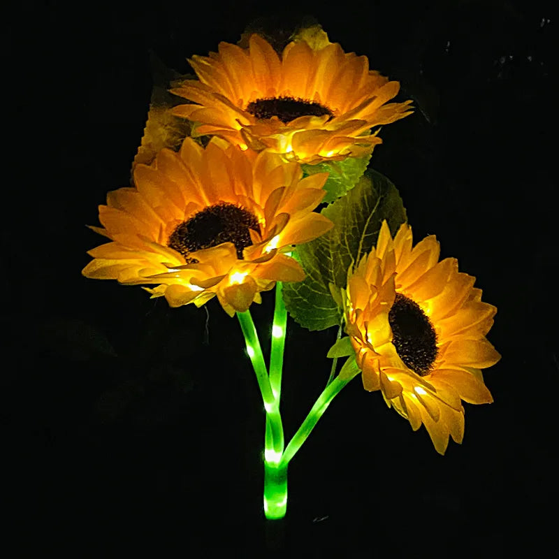 Simulated Outdoor Solar Sunflowers Smart Sense Garden Lights Yard Wedding Thanksgiving Decor Light Waterproof LED Lawn Light